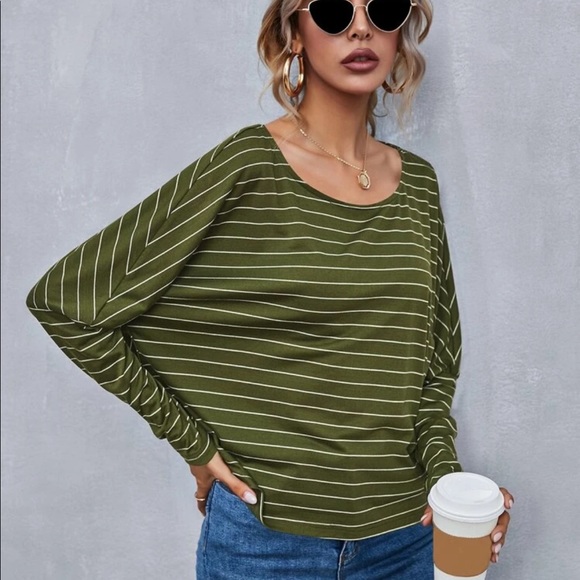 Boho striped drop shoulder long sleeve top - Picture 13 of 15